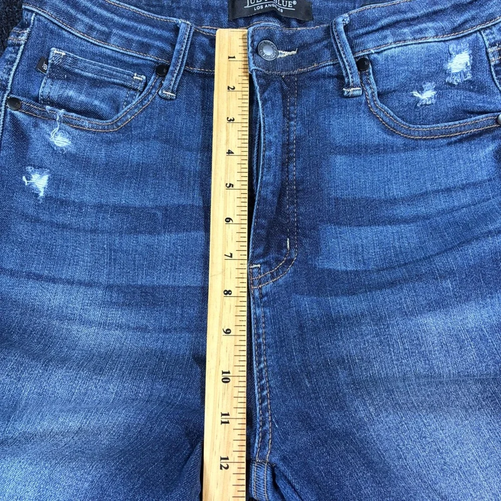 Judy Blue Flare Jeans Women 11/30 JB88739 Distressed High Rise Raw Hem Denim
